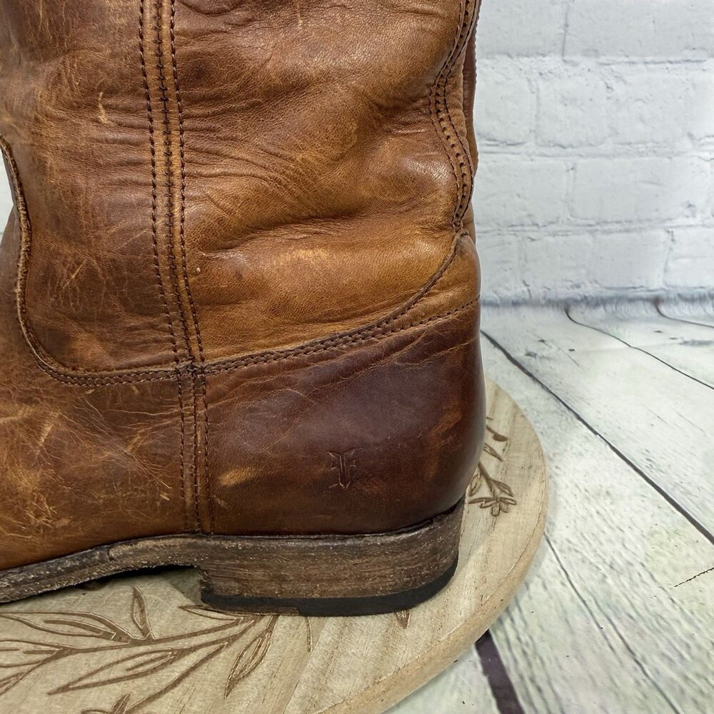 Frye Melissa Leather Riding Boots Women 7 Brown Distressed Button 2 Equestrian - Picture 5 of 16
